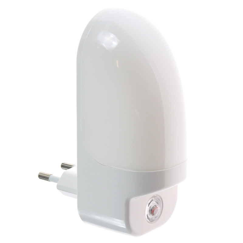 Lampa de veghe LED 00-577, 1W, cu senzor lumina, alimentare priza, alb