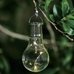 Lampa solara 3 microLED Hoff, bec, plastic, H 17 cm, lumina calda, transparent, exterior