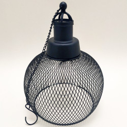 Lampa solara 5 LED-uri Hoff, suspensie glob, metal + plastic, H 22.5 cm, neagra, exterior