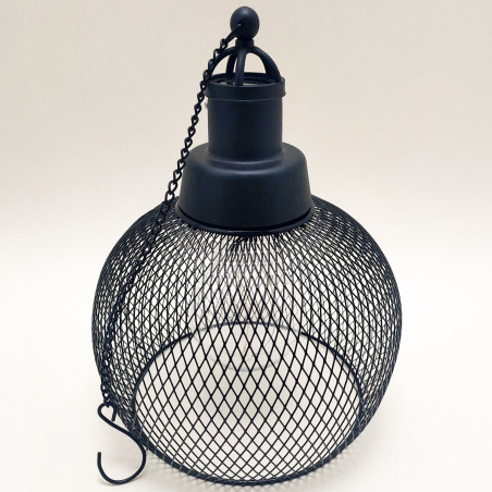 Lampa solara 5 LED-uri Hoff, suspensie glob, metal + plastic, H 22.5 cm, neagra, exterior