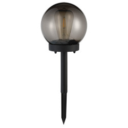 Lampa solara bec filament alb cald Hoff, glob, plastic, D 15 cm, H 40 cm, fumuriu, exterior