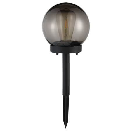 Lampa solara bec filament alb cald Hoff, glob, plastic, D 15 cm, H 40 cm, fumuriu, exterior