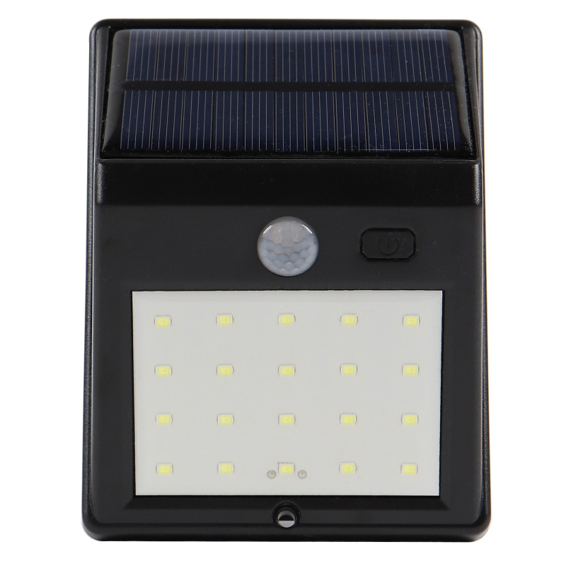 Lampa solara cu LED Hoff, 2.5 W, 160 lm, lumina rece, cu senzor de miscare PIR, 2 moduri de iluminare, negru, IP65, exterior, mo