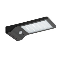 Lampa solara cu LED Hoff, 300  lm, lumina rece, cu senzor de miscare, negru, IP44, exterior, modern