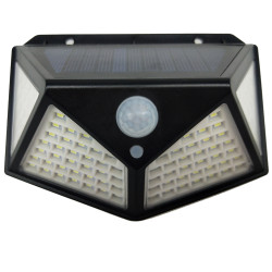 Lampa solara cu LED Hoff, 4 W, 280  lm, lumina rece, cu senzor de miscare, 3 moduri de iluminare, negru, IP65, exterior, modern