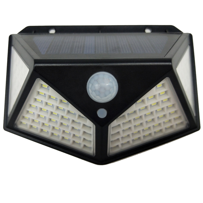 Lampa solara cu LED Hoff, 4 W, 280  lm, lumina rece, cu senzor de miscare, 3 moduri de iluminare, negru, IP65, exterior, modern