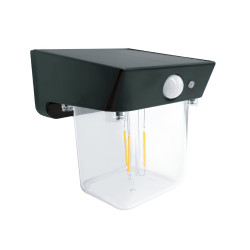 Lampa solara cu LED Hoff, 5 W, 190 lm, lumina calda, senzor de miscare PIR, 2 moduri de iluminare, negru, exterior