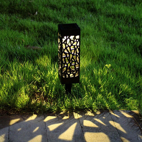 Lampa solara LED Hoff, alb cald, H 28 cm, neagra, exterior