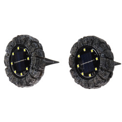 Lampa solara LED Hoff, alb rece, polirasina, H 2.3 cm, exterior, set 2 buc