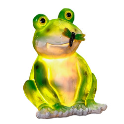 Lampa solara LED Hoff, broscuta, plastic + polirasina, H 17.7 cm, verde + galben, exterior