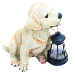 Lampa solara LED Hoff, caine cu felinar, rasina, plastic, H 24.5 cm, crem + negru, exterior
