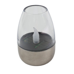 Lampa solara LED Hoff, candela, efect flacara, inox + plastic, H 8.7 cm, argintie, exterior