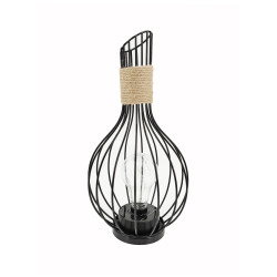 Lampa solara LED Hoff, decor cu bec filament, metal, H 30.5 cm, neagra, exterior