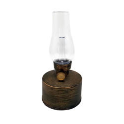 Lampa solara LED Hoff, felinar antic, plastic, H 21 cm, negru auriu, exterior