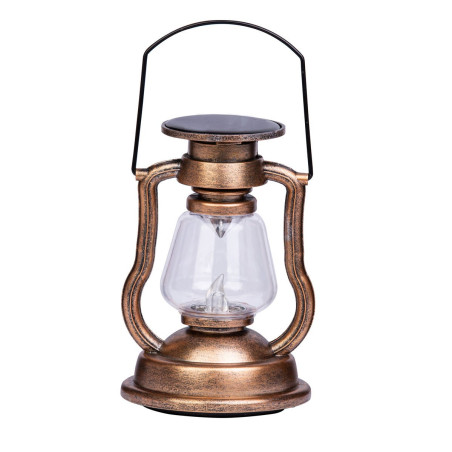 Lampa solara LED Hoff, felinar antic, plastic + metal, H 22.5 cm, bronz, exterior