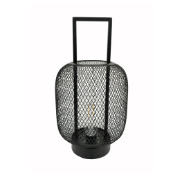 Lampa solara LED Hoff, felinar cu bec filament, metal, H 31.5 cm, neagra, exterior