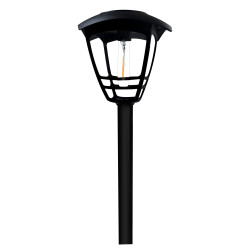 Lampa solara LED Hoff, felinar stick, plastic, H 55 cm, neagra, exterior