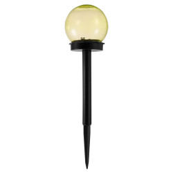 Lampa solara LED Hoff, glob, plastic, D 10 cm, H 38 cm, galben, exterior
