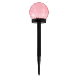 Lampa solara LED Hoff, glob, plastic, D 10 cm, H 38 cm, rosu, exterior