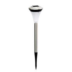 Lampa solara LED Hoff, inox + plastic, lumina rece, H 34 cm, argintiu, exterior