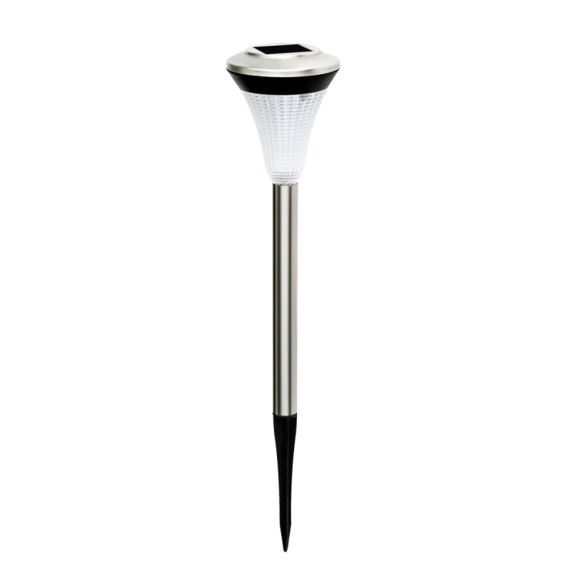 Lampa solara LED Hoff, inox + plastic, lumina rece, H 34 cm, argintiu, exterior