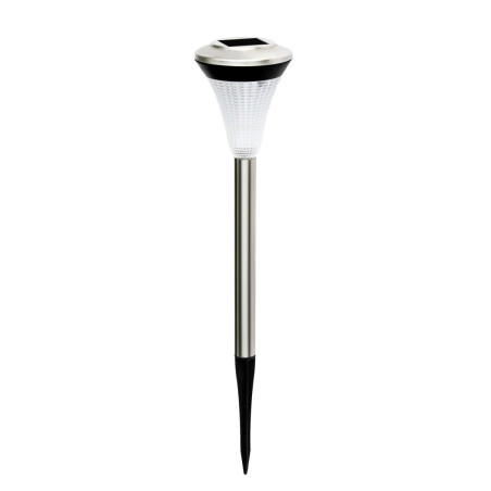 Lampa solara LED Hoff, inox + plastic, lumina rece, H 34 cm, argintiu, exterior