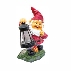 Lampa solara LED Hoff, pitic cu felinar, rasina, H 25 cm, multicolora, exterior