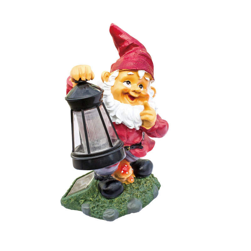 Lampa solara LED Hoff, pitic cu felinar, rasina, H 25 cm, multicolora, exterior Lampa solara LED Hoff, pitic cu felinar, rasina, H 25 cm, multicolora, exterior