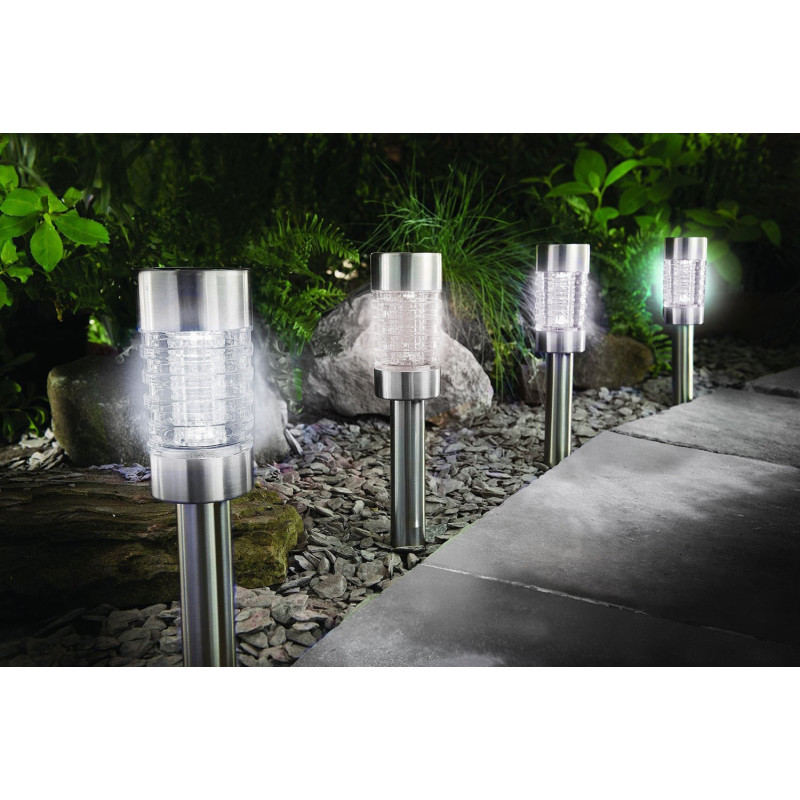 Lampa solara LED Hoff, sticla + inox, H 41.5 cm, exterior