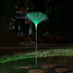 Lampa solara LED RGB Hoff, fibra optica, sticla + otel, H 100 cm, gri, exterior