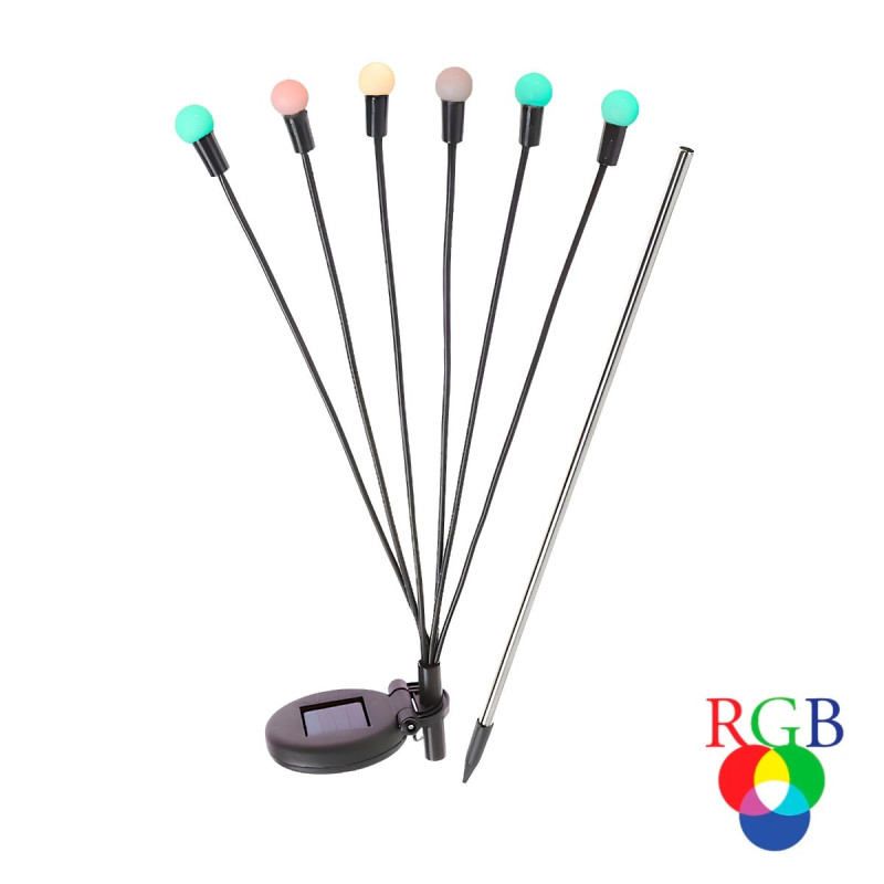 Lampa solara LED RGB Hoff, inox + plastic, H 73 cm, neagra, exterior