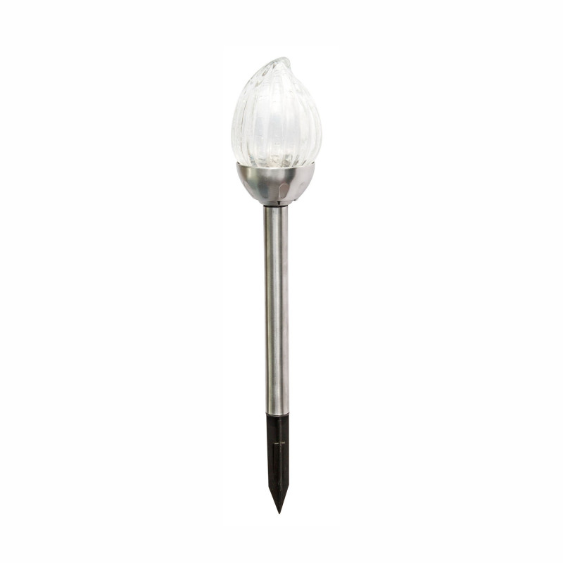 Lampa solara LED RGB Hoff, inox, sticla, H 38.5 cm, gri, exterior