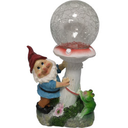 Lampa solara LED RGB Hoff, pitic cu sfera, sticla si polirasina, H 27 cm, multicolora, exterior