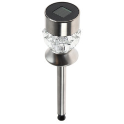 Lampa solara LED RGB Hoff, prismatica, sticla + inox, H 36 cm, gri, exterior