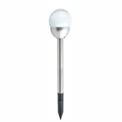 Lampa solara LED RGB Hoff sfera, inox, sticla, H 38.5 cm, gri, exterior