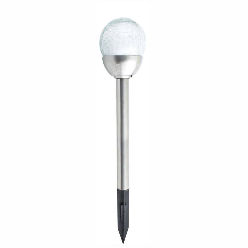 Lampa solara LED RGB Hoff sfera, inox, sticla, H 38.5 cm, gri, exterior