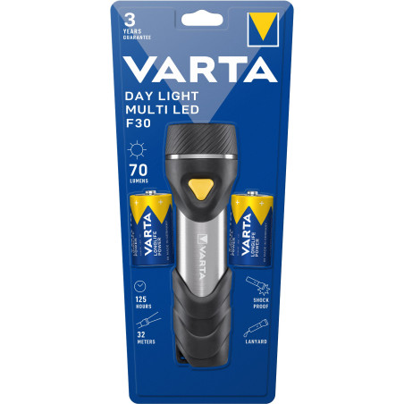 Lanterna LED Varta Day Light M F30 + 2 baterii Longlife Power D, 70 lm