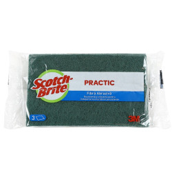 Laveta abraziva Scotch-Brite Practic, fibra abraziva, verde, 17 x 9.5 cm, 3 buc / set
