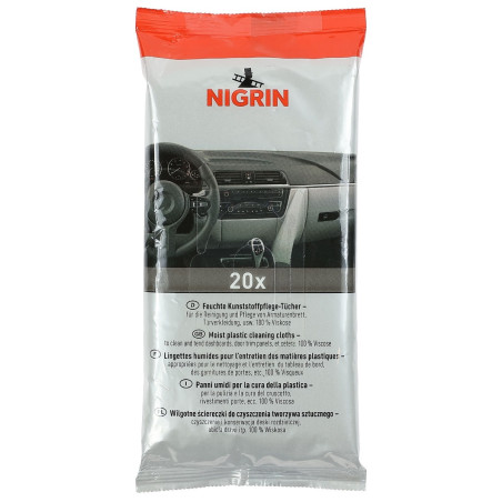 Laveta auto, Nigrin, pentru curatare interior auto, vascoza, 22 x 10.5 x 2 cm, alb, set 15 bucati