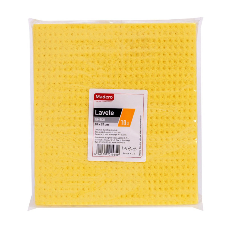 Laveta umeda Madero, galben, 18 x 20 cm, 10 buc / set Laveta umeda Madero, galben, 18 x 20 cm, 10 buc / set