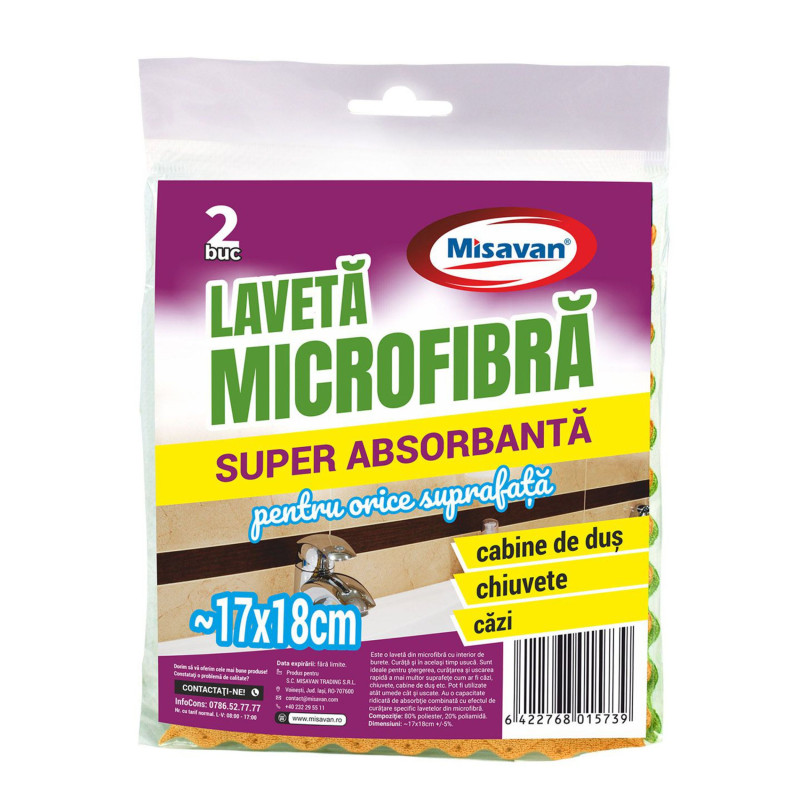 Laveta uz general, microfibra super absorbanta, 2 buc / set, 17 x 18 cm
