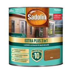 Lazura lucioasa pentru lemn, Sadolin Extra Plus 3 in 1, pe baza de apa, nuc, interior / exterior, 0.75 L