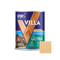 Lazura pentru lemn, pe baza de apa, Spor Villa Aqua Ultra, incolor, interior / exterior, 0.75 L