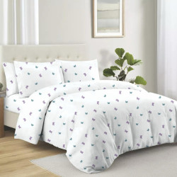 Lenjerie de pat Deluxe Pucioasa Della, 2 persoane, bumbac, alb + multicolor, 4 piese