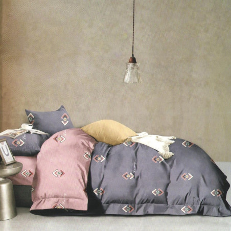 Lenjerie de pat Feel 0423, 2 persoane, bumbac, multicolor, 4 piese