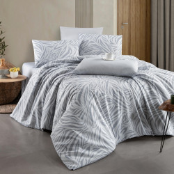 Lenjerie de pat Zebra Grey, 2 persoane, bumbac, gri, 4 piese