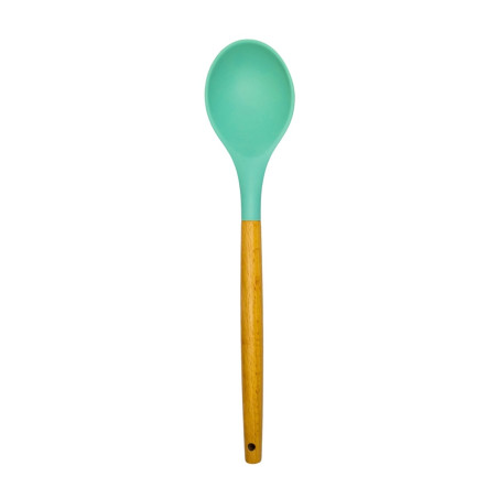Lingura YJJY05, silicon + lemn, verde, 31.7 x 6.9 cm