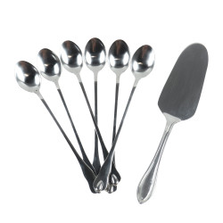 Lingurita pentru desert + paleta tort, Icos, inox, set 7 bucati
