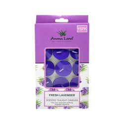 Lumanare parfumata tip pastila, Aroma Land, lavanda, set 15 bucati