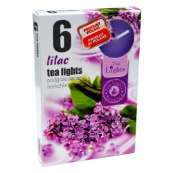Lumanare parfumata tip pastila LP6334, timp ardere 4 ore, aroma liliac, set 6 bucati